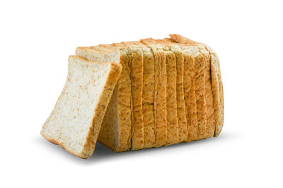 Close-up of bread against white background