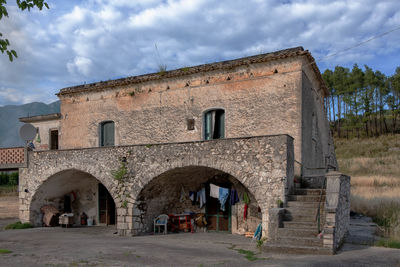 Exterior of old building against sky