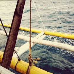 High angle view of sailboat sailing on sea