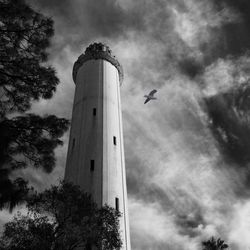 Low angle view of sulphur springs water tower against sky in city