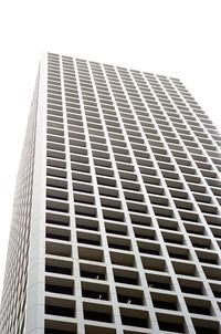 Low angle view of modern building against clear sky