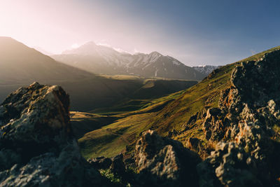 Scenic view of mountains against sky