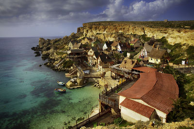 High angle view of beach