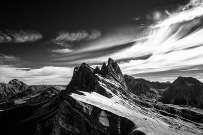 Scenic view of rocky mountains against sky