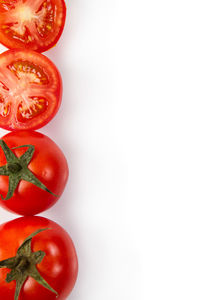 Close-up of red bell pepper against white background