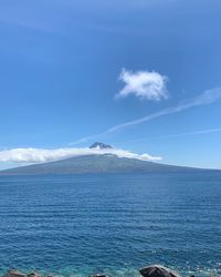 Scenic view of sea against blue sky