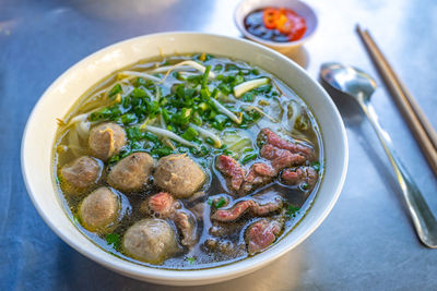 Close-up of food in bowl on table