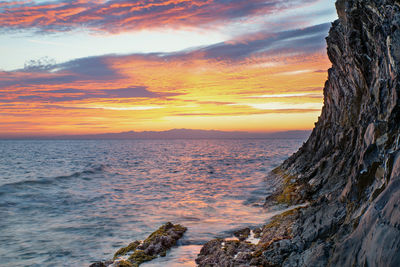 Scenic view of sea against sky during sunset