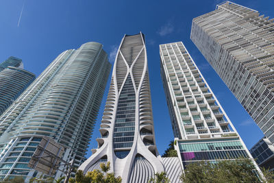 Low angle view of modern buildings against sky