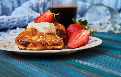 Close-up of breakfast on table