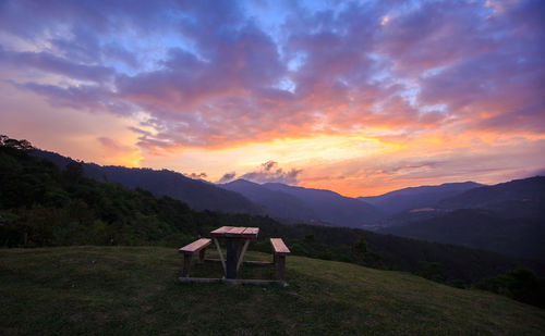 Scenic view of landscape against sky during sunset