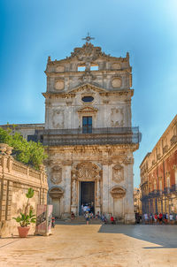 Low angle view of historic building against sky