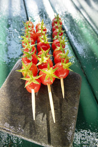 High angle view of fruits on plant