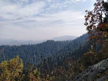 Scenic view of mountains against sky during autumn