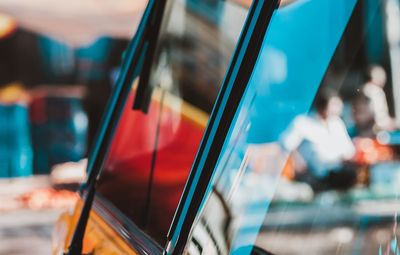 Close-up of rickshaw windshield