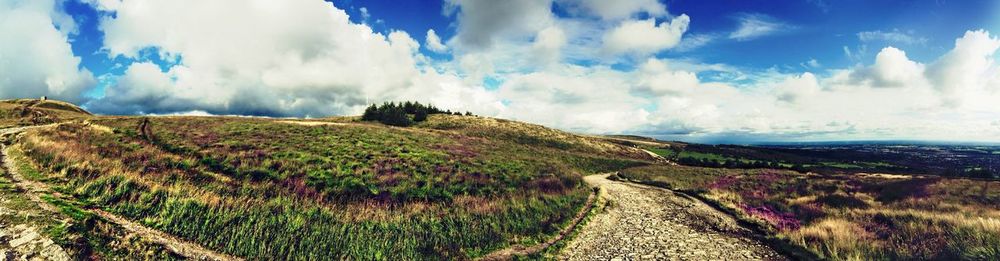 Panoramic shot of landscape against cloudy sky