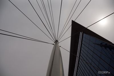 Low angle view of cables against sky