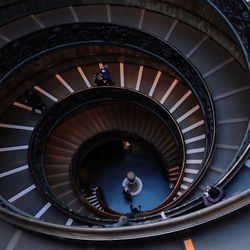 High angle view of spiral stairs