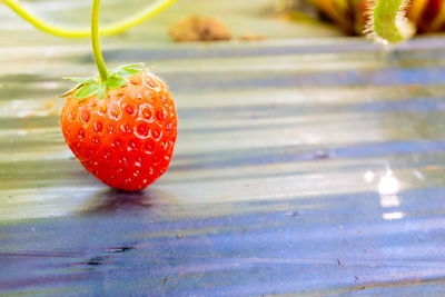 Close-up of strawberry on table