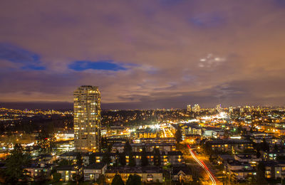 City lit up at night