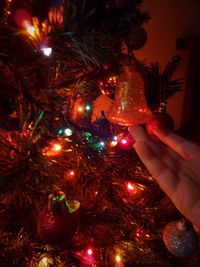 Decorated christmas tree at night