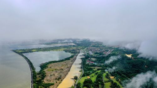 High angle view of bridge against sky