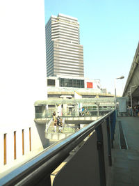 View of buildings against clear sky