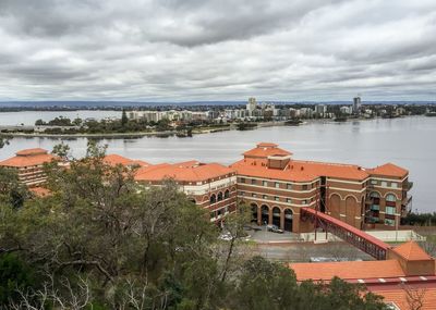 High angle view of bridge over river