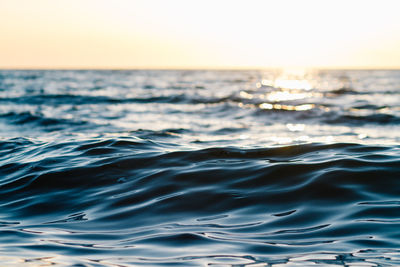 Close-up of rippled sea against clear sky