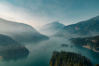 Smoke from nearby wild fires settle at diablo lake in north cascades national park hard to breath