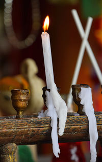 Close-up of burning candle