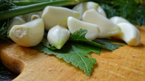 Close-up of food on wooden table