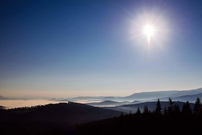 Scenic view of silhouette mountains against sky during sunset