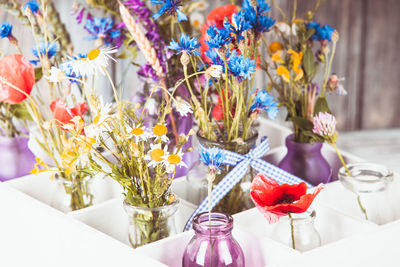 Close-up of flower vase on table