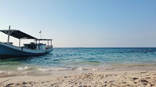 Scenic view of sea against clear sky