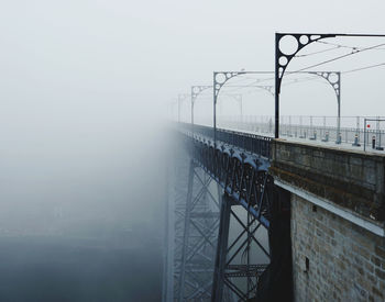 Bridge over river in city against sky