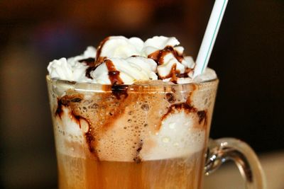 Close-up of ice cream in glass