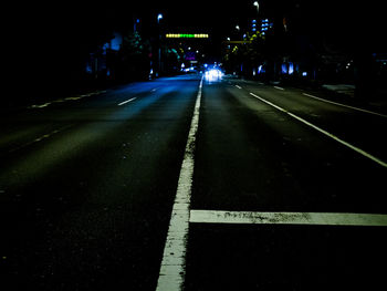 Surface level of empty road at night