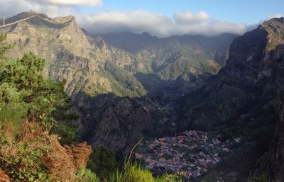 Scenic view of mountains against sky
