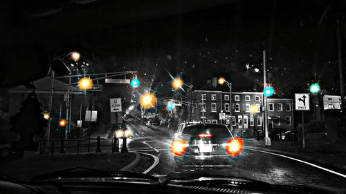 Traffic on road at night