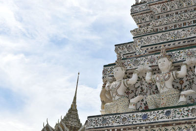 Angels sculpture decoration of stupa at wat arun temple after big renovation in 2017