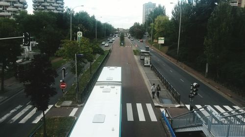 High angle view of cars on city street