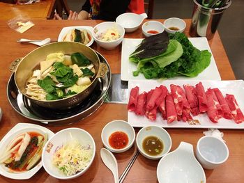 Close-up of food served in plate