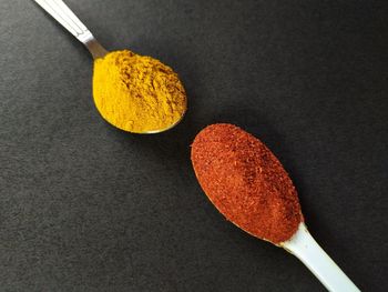 Close-up of yellow cake against black background