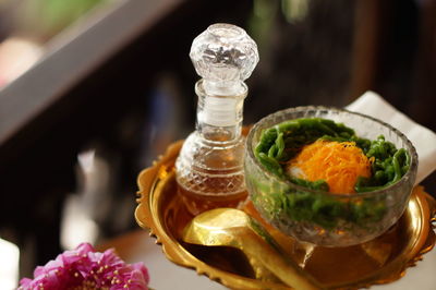 High angle view of food on table