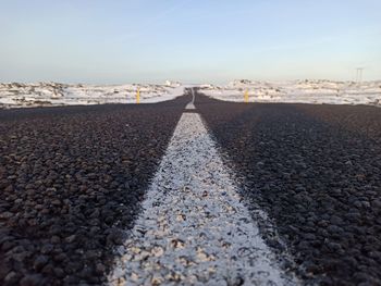 Surface level of road against sky