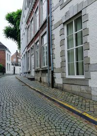 Street by buildings in town