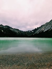 Scenic view of lake against sky