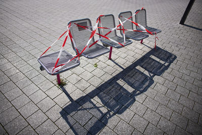 High angle view of bicycle on street