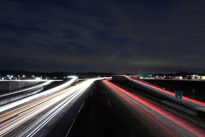 Light trails on highway at night